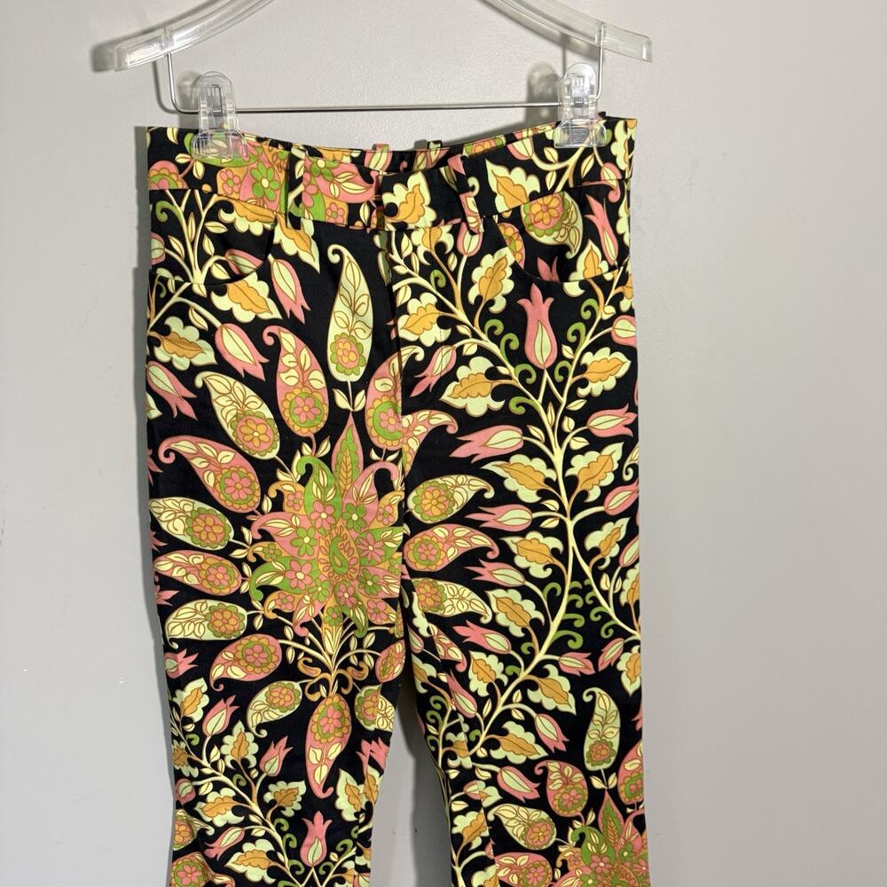 ZARA Bold Print Floral Flare Pants Retro 70s Style Hippie Boho Fun Print M NEW - Picture 2 of 6